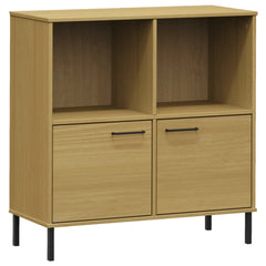 vidaXL Bookcase with Metal Legs Brown 90x35x90.5 cm Solid Wood OSLO 2