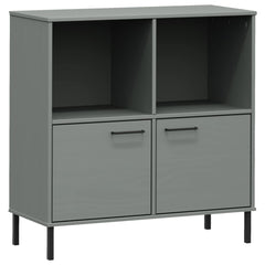 vidaXL Bookcase with Metal Legs Grey 90x35x90.5 cm Solid Wood OSLO 2