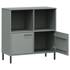 vidaXL Bookcase with Metal Legs Grey 90x35x90.5 cm Solid Wood OSLO 5