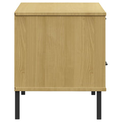 TV Cabinet with Metal Legs Solid Wood Pine "OSLO Brown