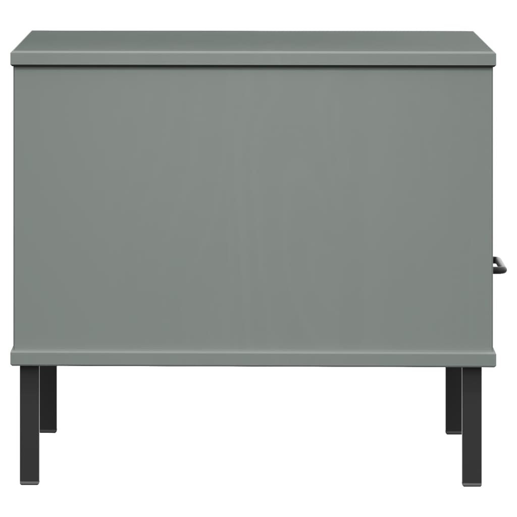 vidaXL Bedside Table with Metal Legs Grey Solid Wood Pine OSLO 6
