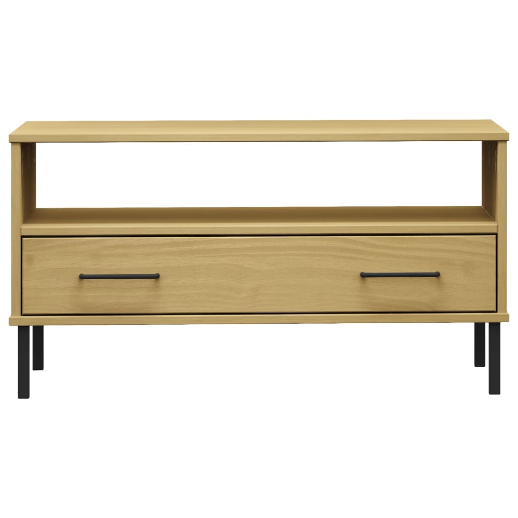 vidaXL Coffee Table with Metal Legs Brown 85x50x45cm Solid Wood OSLO 4