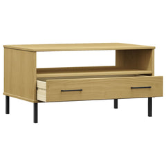 vidaXL Coffee Table with Metal Legs Brown 85x50x45cm Solid Wood OSLO 5