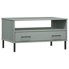 vidaXL Coffee Table with Metal Legs Grey 85x50x45 cm Solid Wood OSLO 2