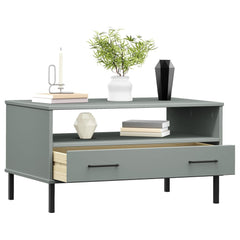 vidaXL Coffee Table with Metal Legs Grey 85x50x45 cm Solid Wood OSLO 3
