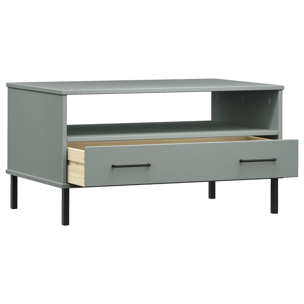 vidaXL Coffee Table with Metal Legs Grey 85x50x45 cm Solid Wood OSLO 5