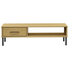 vidaXL Coffee Table with Metal Legs Brown Solid Wood Pine OSLO 4
