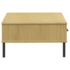 vidaXL Coffee Table with Metal Legs Brown Solid Wood Pine OSLO 6