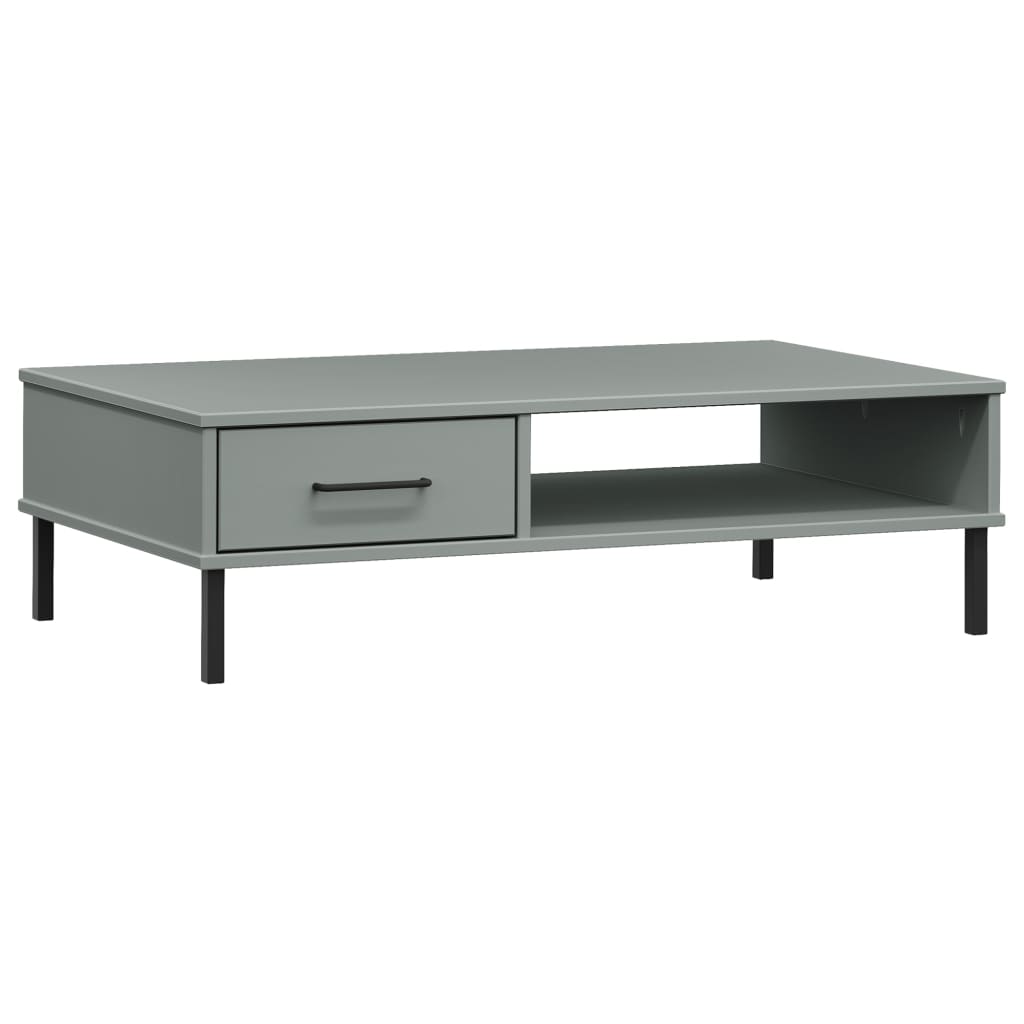 vidaXL Coffee Table with Metal Legs Grey Solid Wood Pine OSLO 2
