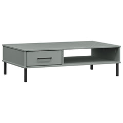 vidaXL Coffee Table with Metal Legs Grey Solid Wood Pine OSLO 2