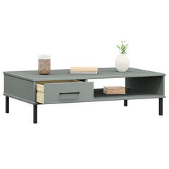 vidaXL Coffee Table with Metal Legs Grey Solid Wood Pine OSLO 3
