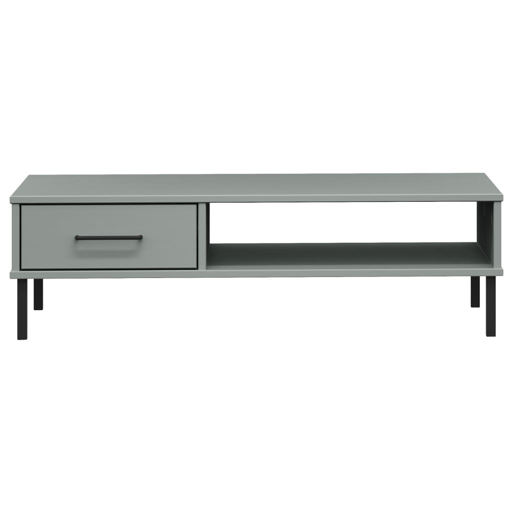 vidaXL Coffee Table with Metal Legs Grey Solid Wood Pine OSLO 4