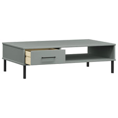 vidaXL Coffee Table with Metal Legs Grey Solid Wood Pine OSLO 5