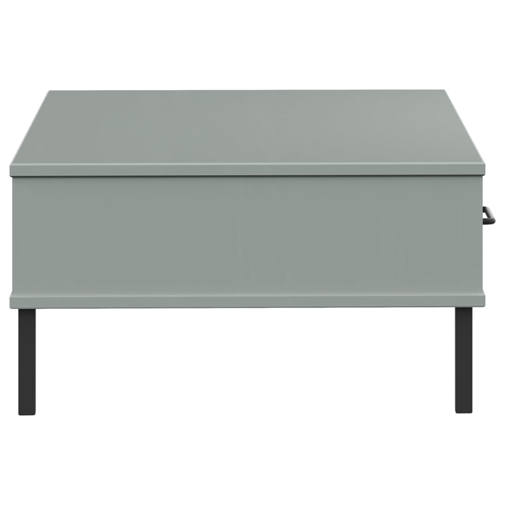 vidaXL Coffee Table with Metal Legs Grey Solid Wood Pine OSLO 6