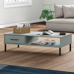 vidaXL Coffee Table with Metal Legs Grey Solid Wood Pine OSLO 1