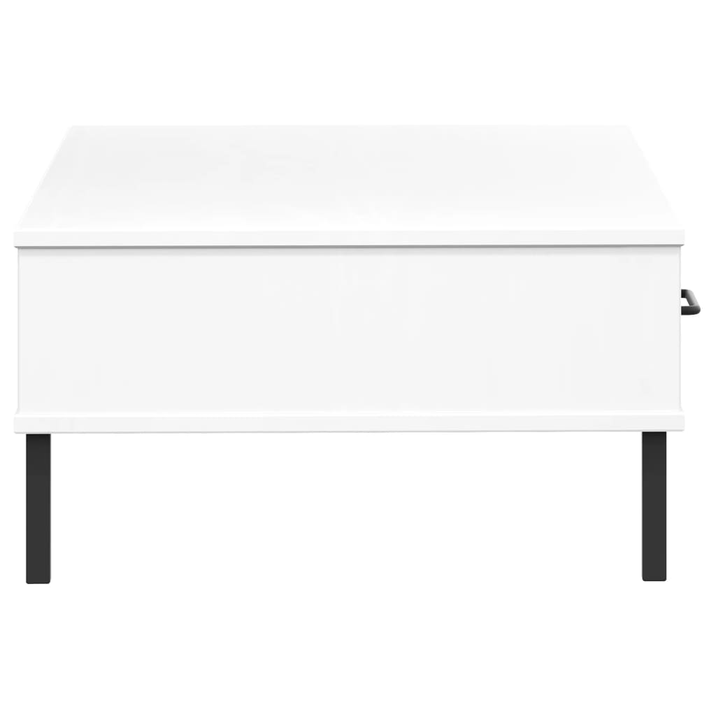 vidaXL Coffee Table with Metal Legs White Solid Wood Pine OSLO 6