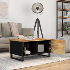 Coffee Table 80x50x40 cm Solid Wood Mango&Engineered Wood Light wood