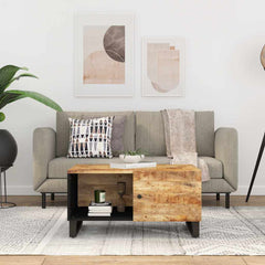 Coffee Table 80x50x40 cm Solid Wood Mango&Engineered Wood Light wood