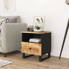 vidaXL Bedside Cabinet Solid Wood Mango&Engineered Wood 1