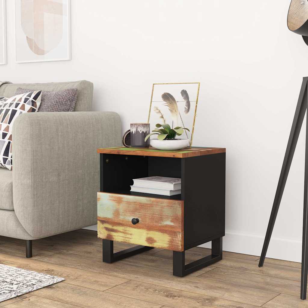 vidaXL Bedside Cabinet Solid Wood Reclaimed&Engineered Wood 1