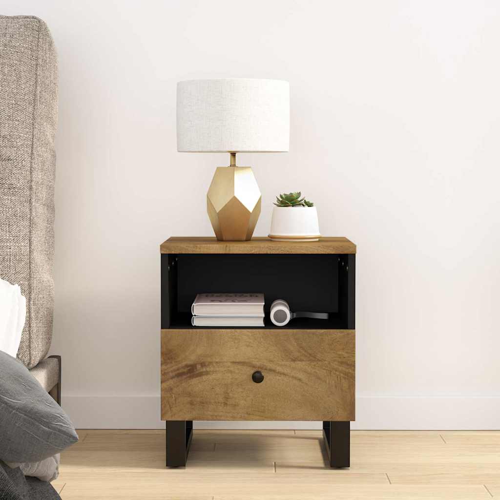 Bedside Cabinet Solid Wood Mango&Engineered