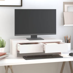 Monitor Stand Solid Wood Pine White 50 x 27 x 15 cm