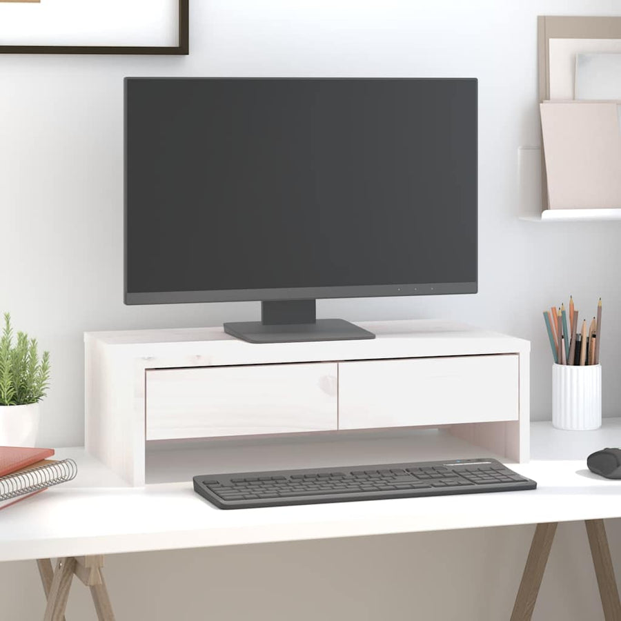 vidaXL Monitor Stand White 50x27x15 cm Solid Wood Pine 1