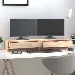 vidaXL Monitor Stand 100x27x15 cm Solid Wood Pine 3