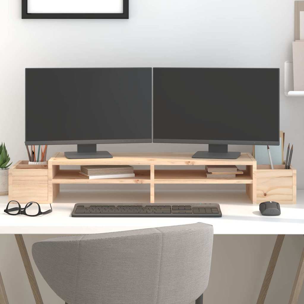 vidaXL Monitor Stand 100x27.5x15 cm Solid Wood Pine 1