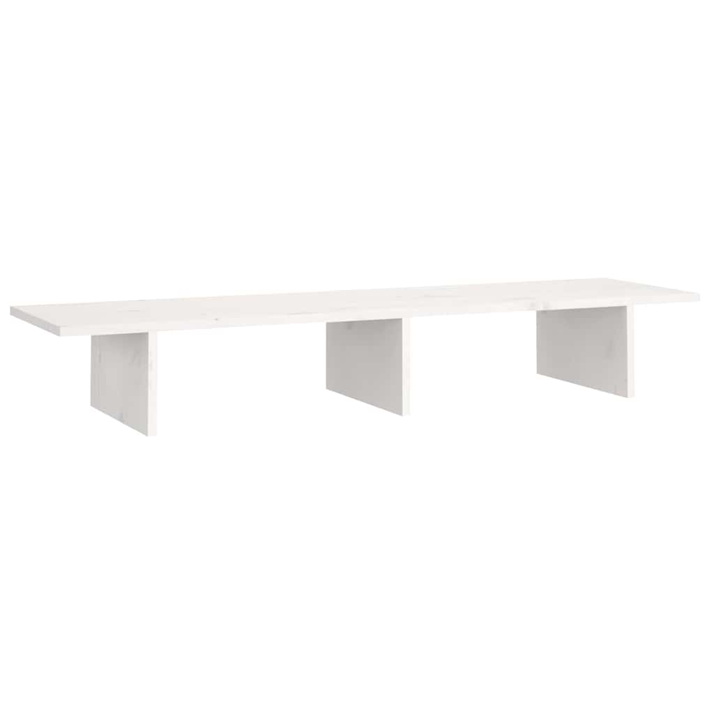 vidaXL Monitor Stand White 100x27x15 cm Solid Wood Pine 2