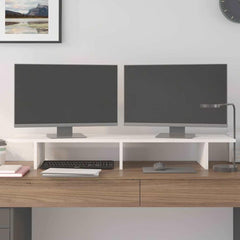 vidaXL Monitor Stand White 100x27x15 cm Solid Wood Pine 3