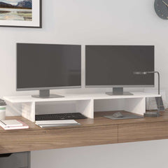 vidaXL Monitor Stand White 100x27x15 cm Solid Wood Pine 1