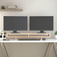 vidaXL Monitor Stand 100x27x14 cm Solid Wood Pine 3