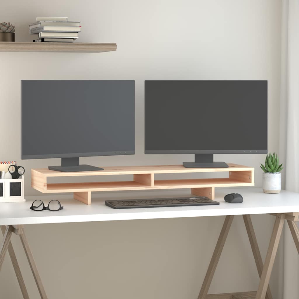 vidaXL Monitor Stand 100x27x14 cm Solid Wood Pine 1