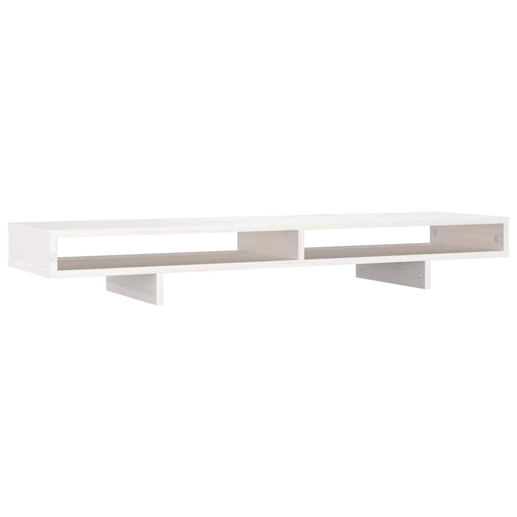 vidaXL Monitor Stand White 100x27x14 cm Solid Wood Pine 2