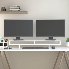 vidaXL Monitor Stand White 100x27x14 cm Solid Wood Pine 3
