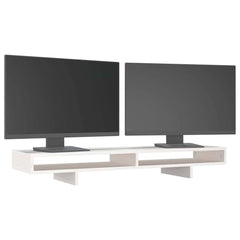 vidaXL Monitor Stand White 100x27x14 cm Solid Wood Pine 4
