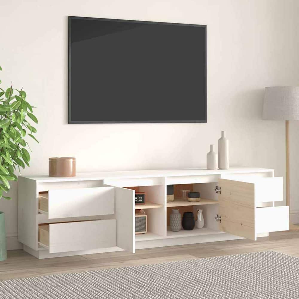 vidaXL TV Cabinet White 176x37x47,5 cm Solid Wood Pine 3