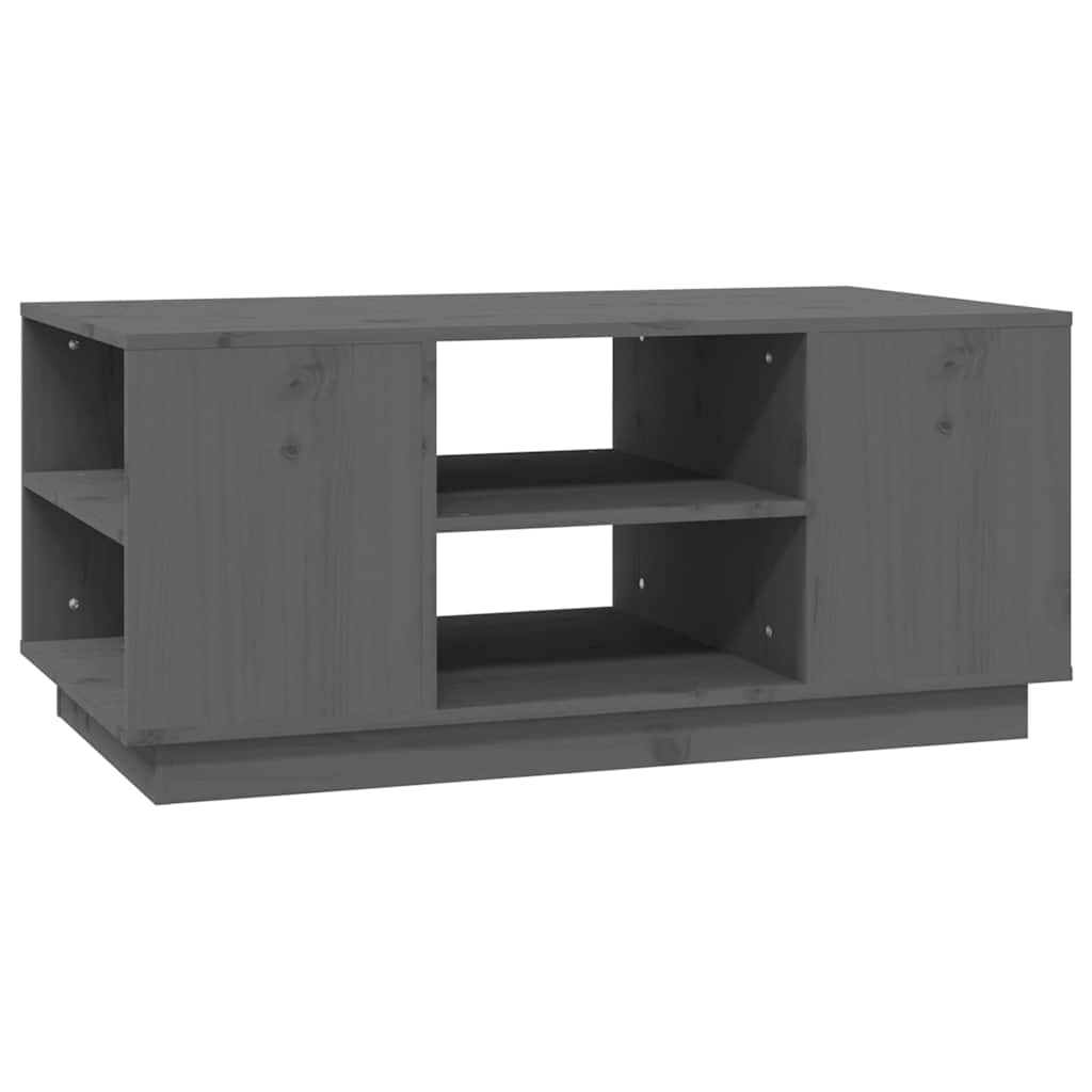 vidaXL Coffee Table | Grey | Solid Pine Wood | 90 x 49 x 40.5 cm | Coffee Table 2