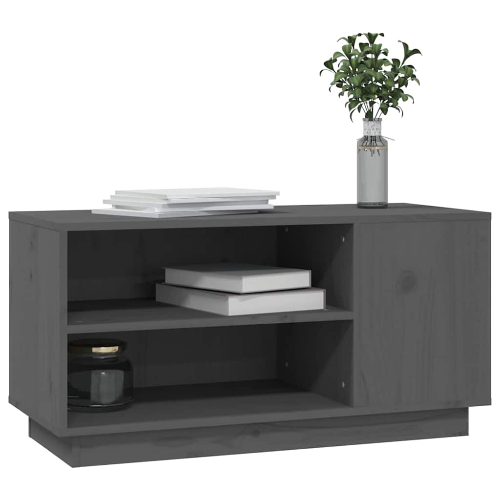 vidaXL TV Cabinet Grey 80x35x40.5 cm Solid Wood Pine 4