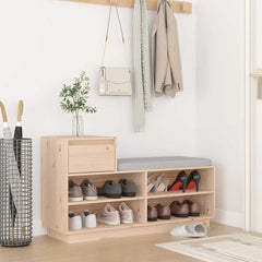 vidaXL Shoe Cabinet | Untreated Natural Wood | Solid pine wood | Medium 1