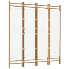 Folding 3-Panel Room Divider 120 cm Bamboo and Canvas Cream white 160 x 180 cm