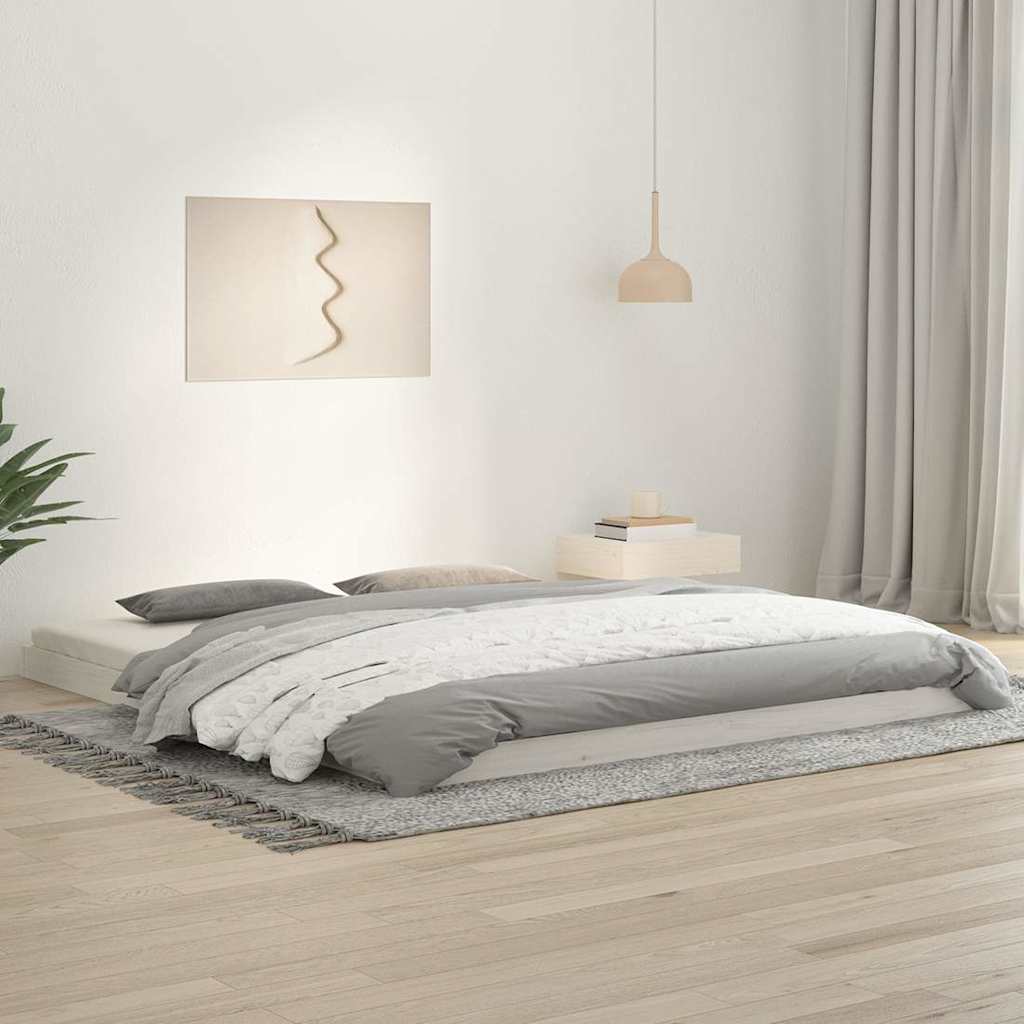 Bed Frame without Mattress Solid Wood Pine Length 200 cm White 180 cm
