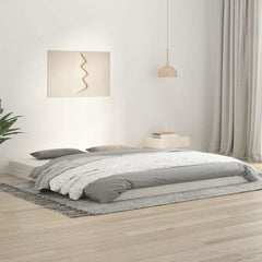 Bed Frame without Mattress Solid Wood Pine Length 200 cm White 180 cm
