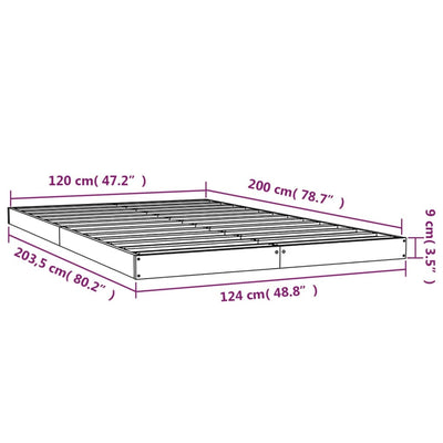 Bed Frame White 120x200 cm Solid Wood Pine