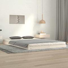Bed Frame without Mattress Solid Wood Pine Length 200 cm White 120 cm