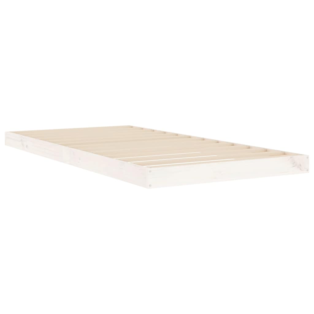 vidaXL Bed Frame without Mattress White 90x190 cm Single Single Solid Wood Pine 4