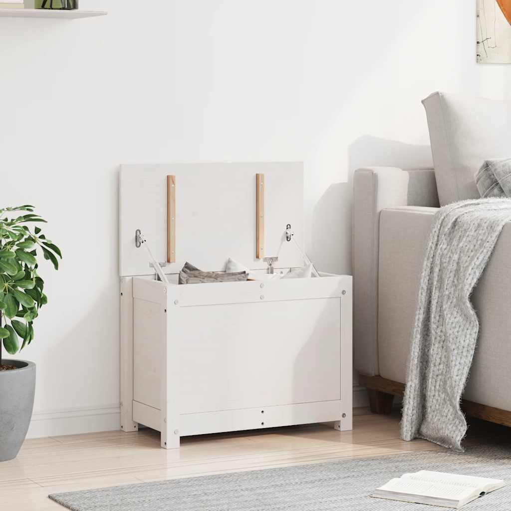vidaXL Storage Box White 60x32x45.5 cm Solid Wood Pine 4