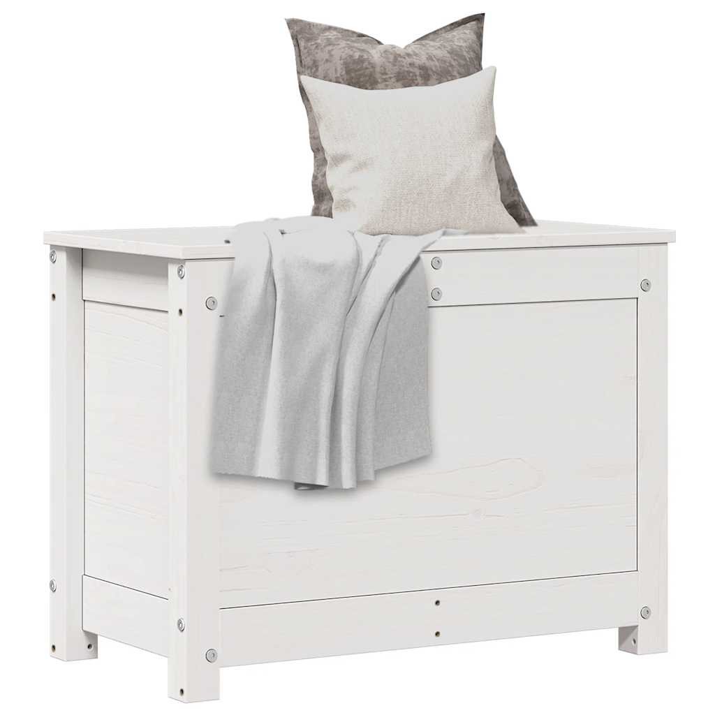 vidaXL Storage Box White 60x32x45.5 cm Solid Wood Pine 1