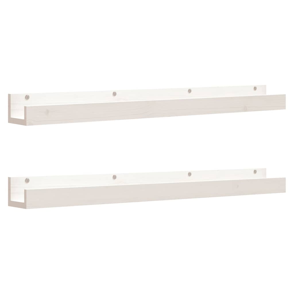 vidaXL Wall Shelves 2 pcs White 110x12x9 cm Solid Wood Pine 2